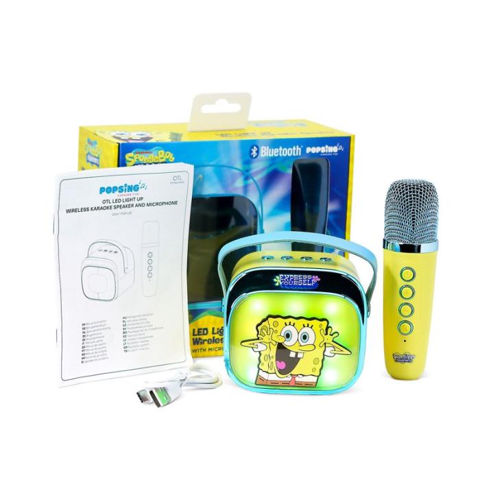 SVAMPBOB - SVAMPBOB Karaokehögtalare med Mikrofon Svampbob Popsing LED