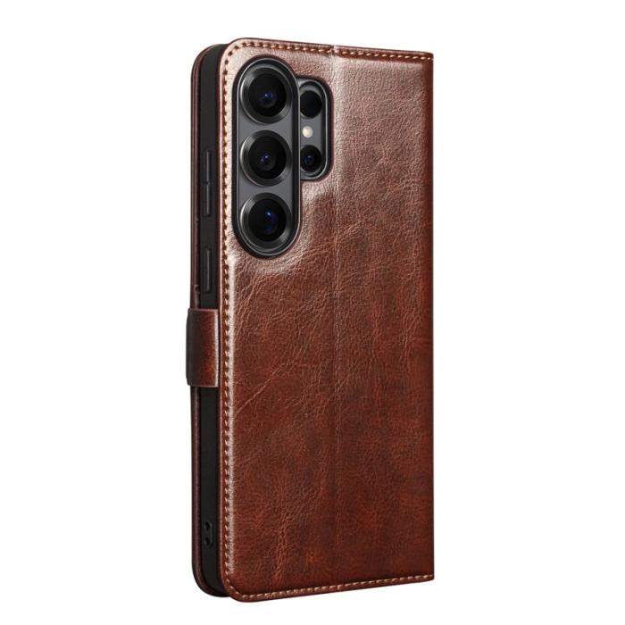 QIALINO - Qialino Mobilfodral för Samsung Galaxy S26 Ultra Äkta läder Kortfack - Brun