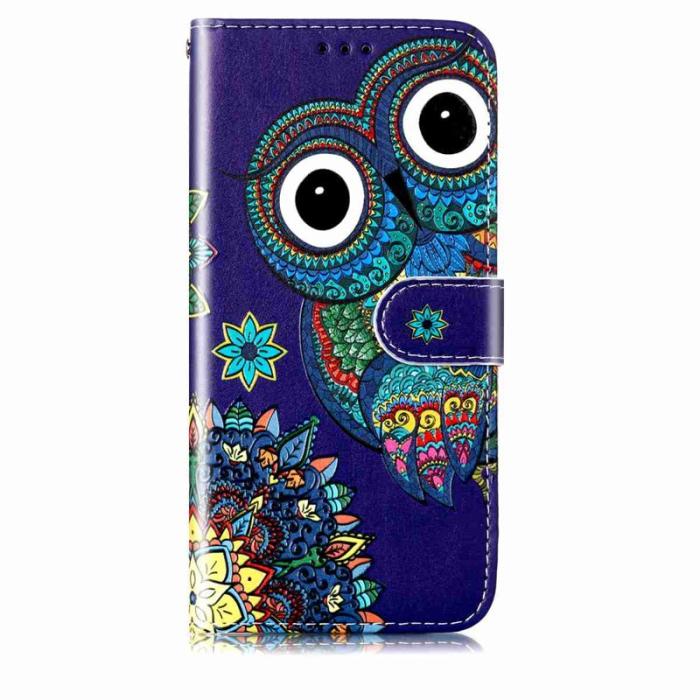 OEM - Plånboksfodral för Samsung Galaxy S26 Konstläder med rem - Blå Uggla