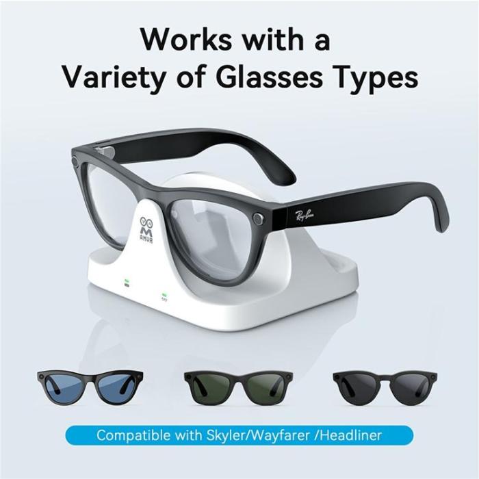 AMVR - AMVR Magnetisk Snabbladdare för Ray-Ban Meta AI Glasögon 1/2 Gen CD3