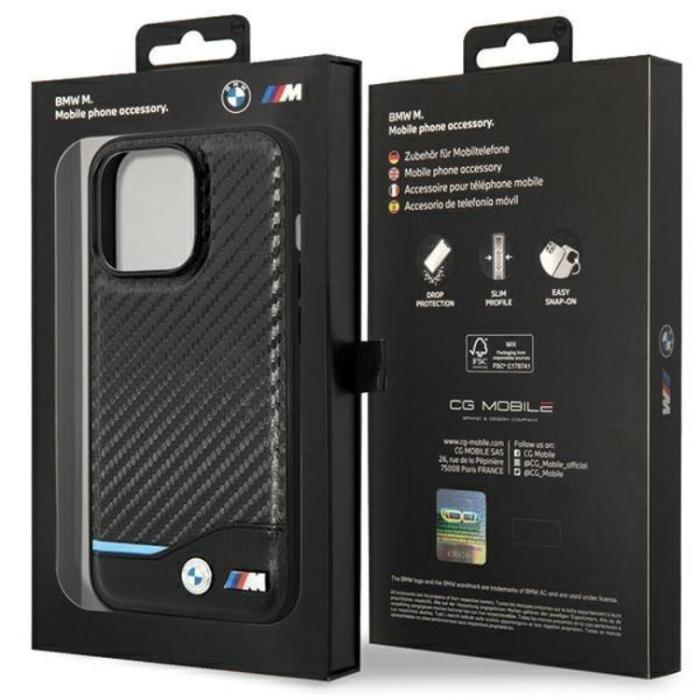 BMW - BMW iPhone 13 Pro Max Mobilskal Läder Carbon - Svart