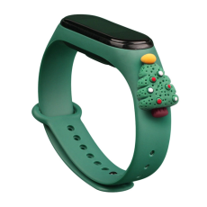 OEM - Xiaomi Mi Band 3/4 Silikon Strap Christmas Tree 2 - Mörkgrön
