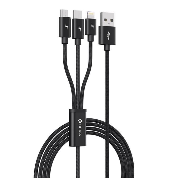 Devia 3in1 USB/MicroUSB/Lightning/Typ-C Kabel 1.2m 3A Gracious EC048 | 3541 | AlltMobil