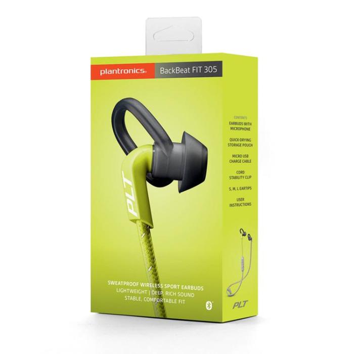 Plantronics - PLANTRONICS Backbeat FIT 305 In-Ear Trådlös - Grå / Limegrön