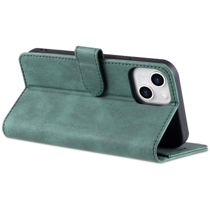AZNS - AZNS iPhone 14 Plus Plånboksfodral Konstläder - Grön