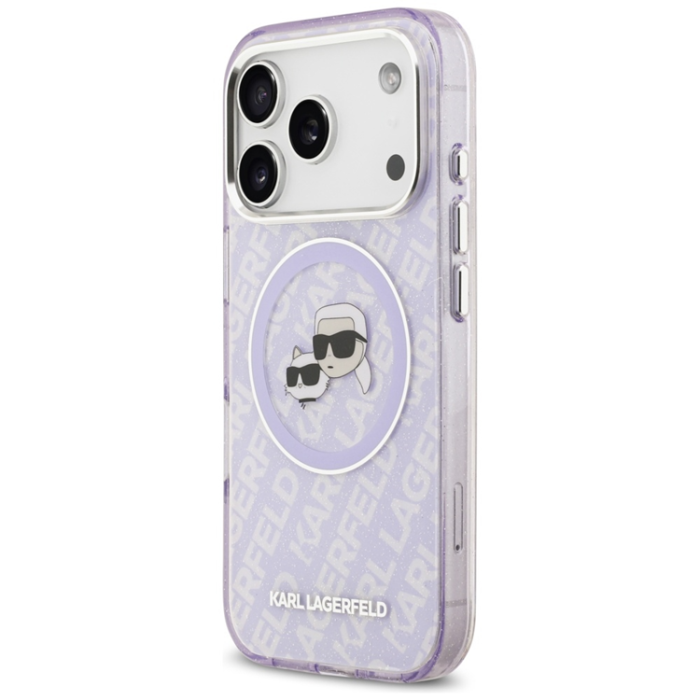 KARL LAGERFELD - Karl Lagerfeld iPhone 17 Pro Mobilskal Magsafe Glitter Karl Och Choupette Heads