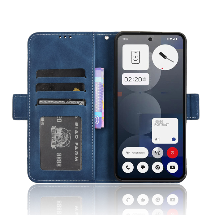 A-One Brand - Nothing Phone (3a) Pro Plånboksfodral Läder - Blå