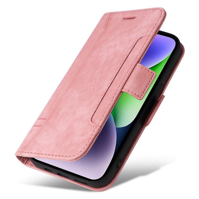 BETOPNICE - BETOPNICE 001 iPhone 15 Plus Plånboksfodral Konstläder - Rosa