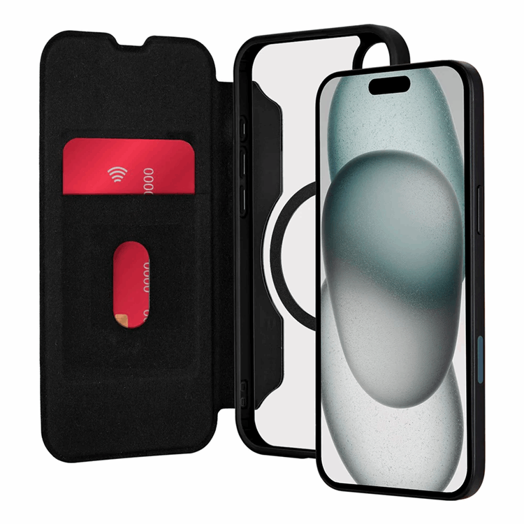 Puro iPhone 16 Plus Plånboksfodral Magsafe Läder med Flap - Svart | 2353 | AlltMobil
