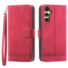 DIERFENG - DIERFENG DF-03 Pl&aring;nboksfodral f&ouml;r Samsung Galaxy A16 5G - Konstl&auml;der - R&ouml;d