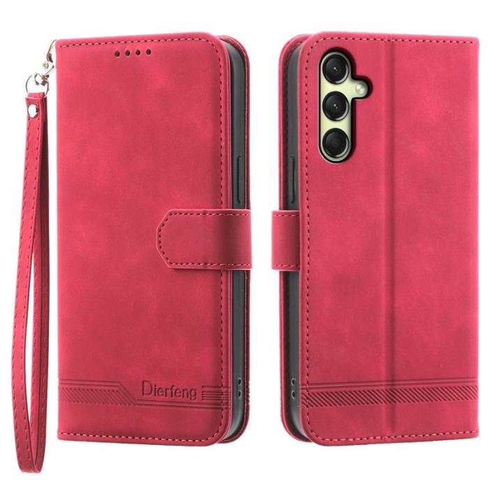 DIERFENG - DIERFENG DF-03 Plånboksfodral för Samsung Galaxy A16 5G - Konstläder - Röd