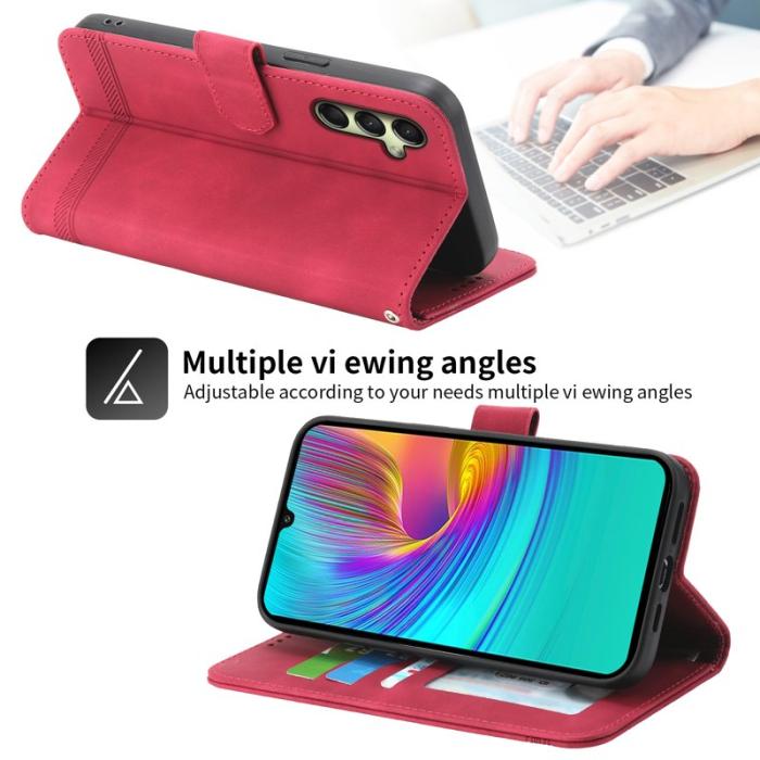 DIERFENG - DIERFENG DF-03 Plånboksfodral för Samsung Galaxy A16 5G - Konstläder - Röd