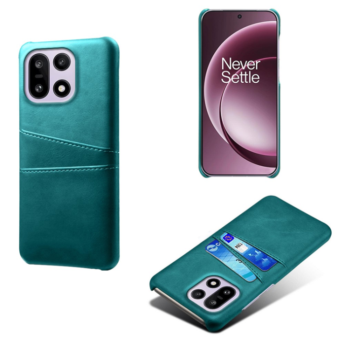 A-One Brand - OnePlus 15 5G Mobilskal Korthållare Dual PU Läder - Grön