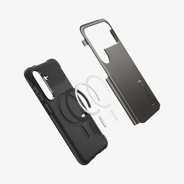 Spigen - Spigen Galaxy S25 FE Mobilskal Magsafe Kickstand Slim Armor - Gunmetal