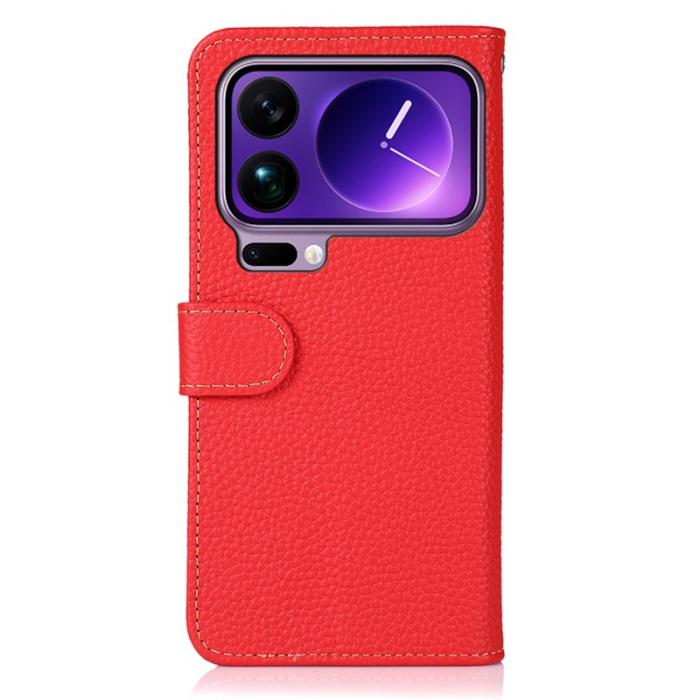 KHAZNEH - KHAZNEH för Xiaomi 17 Pro Max Plånboksfodral Äkta Läder - Röd