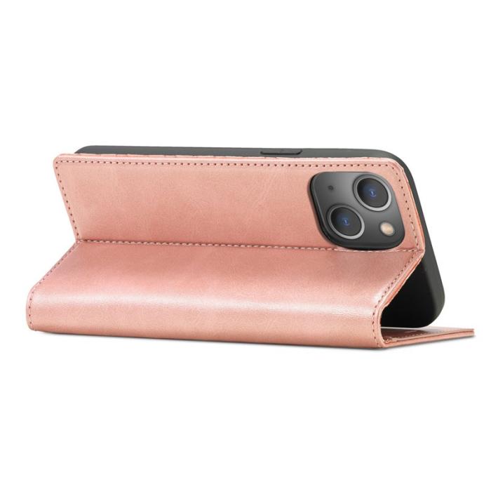 LC.imeeke - LC.IMEEKE iPhone 15 Plus Plånboksfodral Konstläder- Roséguld