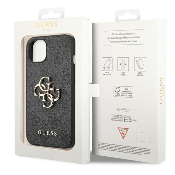 Guess - GUESS iPhone 14 Skal 4G Big Metal Logo - Grå