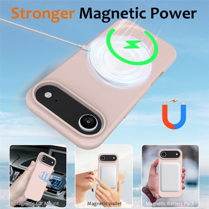 A-One Brand - iPhone 17 Air Mobilskal MagSafe Silikon Anti-Drop - Rosa