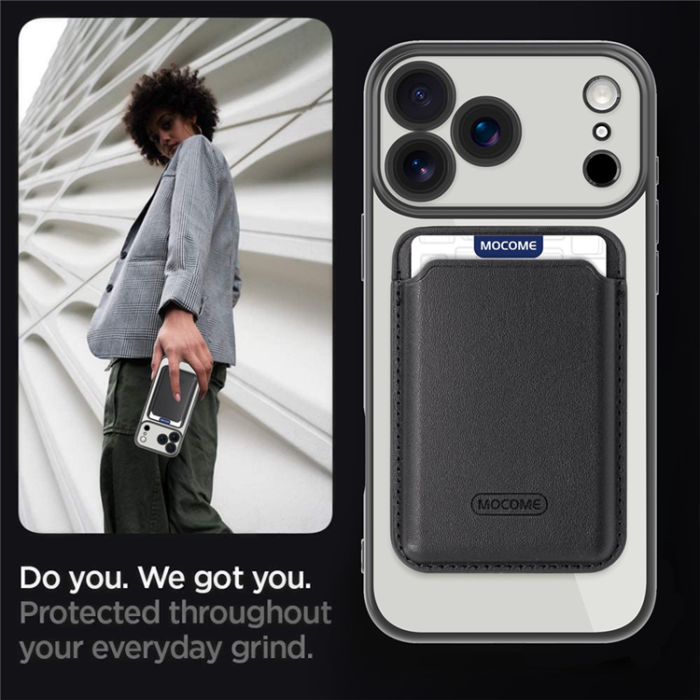 A-One Brand - iPhone 17 Pro Max Mobilskal MagSafe Korthållare TPU+PC - Svart