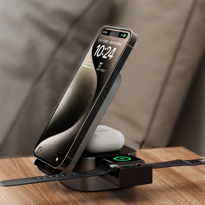 Dudao - Dudao 3-in-1 Trådlös Laddare Induktionsladdare 15W Mobil/Smartwatch/Hörlurar