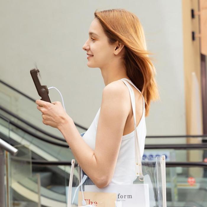 Jisulife - Jisulife Bärbar USB Handfläkt med Powerbankfunktion 4500mAh Life8 Plus - Brun