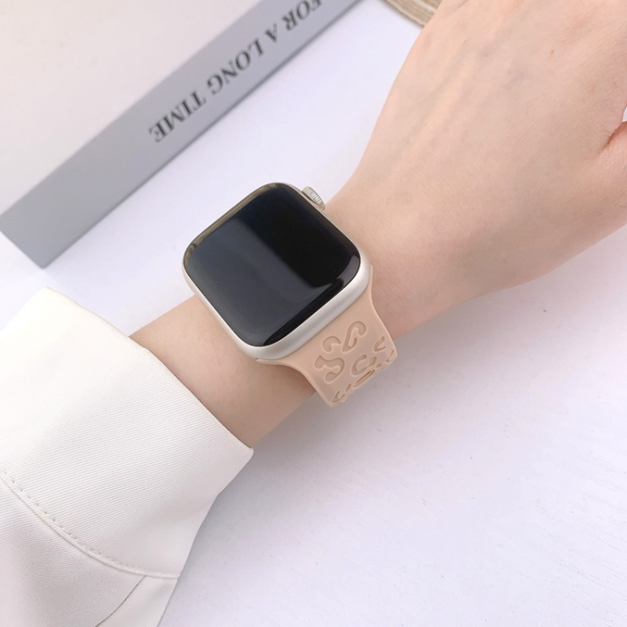 A-One Brand - Apple Watch (38/40/41mm) Armband Leopard Texture - Milk Tea