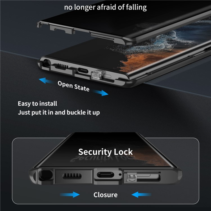 A-One Brand - Galaxy S23 Ultra Mobilskal Privacy Magnetic - Svart