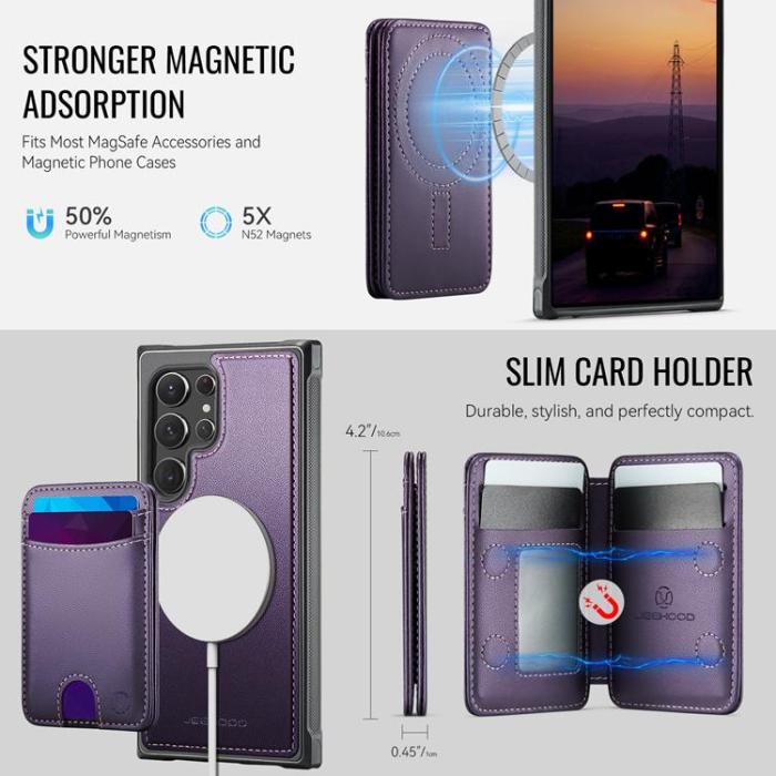 OEM - JEEHOOD Samsung Galaxy S22 Ultra 5G Fodral KonstLäder - Lila