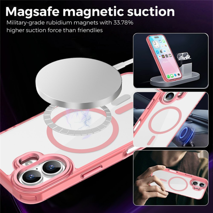 A-One Brand - iPhone 17 Mobilskal MagSafe TPU+PC Transparent - Rosa