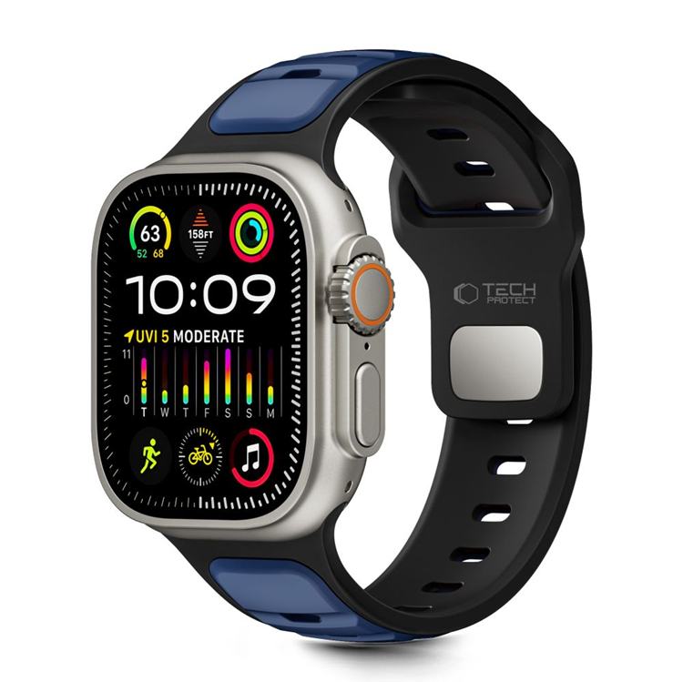 Tech-Protect Apple Watch (44/45/46/49mm) Armband Icon - Svart/Marinblå | 5123 | AlltMobil