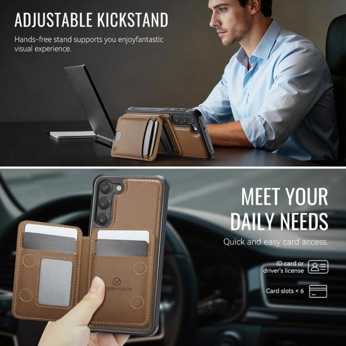 OEM - JEEHOOD Samsung Galaxy S23+ Fodral KonstLäder - Brun