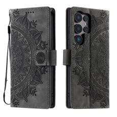 OEM - Samsung Galaxy S26 Ultra Pl&aring;nboksfodral Imprinted Totem Konstl&auml;der - Gr&aring;