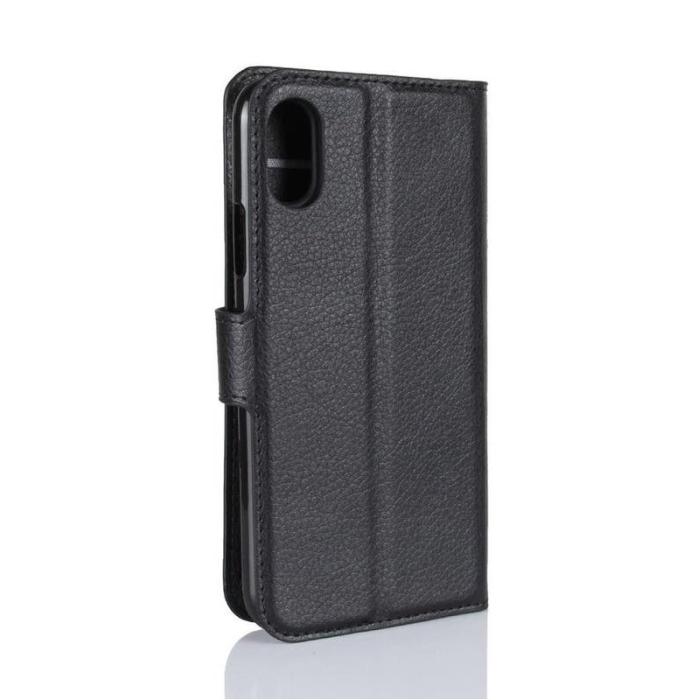 UTGATT1 - Litchi Plånboksfodral till Apple iPhone X - Svart