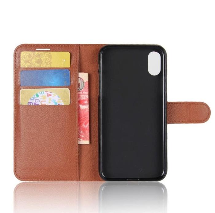 OEM - Litchi Plånboksfodral till Apple iPhone X - Brun