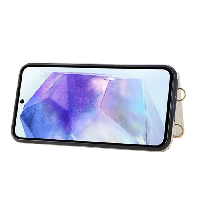 A-One Brand - Galaxy A17 5G/4G Mobilskal Korthållare Kickstand Rhombus - Beige