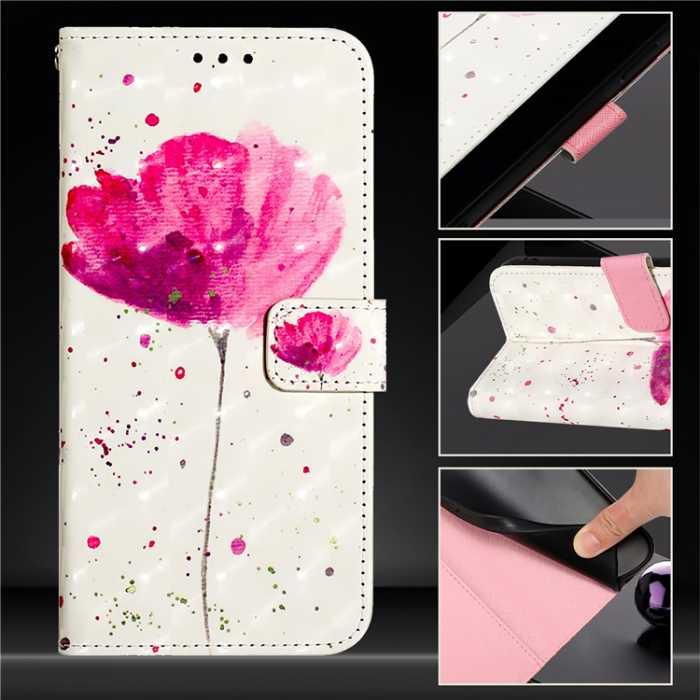 A-One Brand - iPhone 16e Plånboksfodral Printing Pattern Med Rem - Flower
