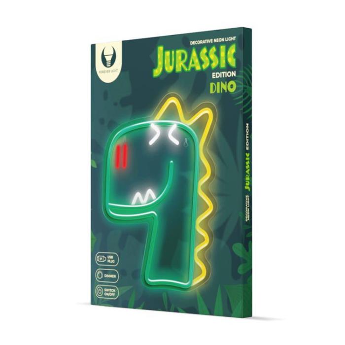 Forever Light - Forever Light LED Neon PLEXI JURASSIC DINO FLNJ02 - Grön