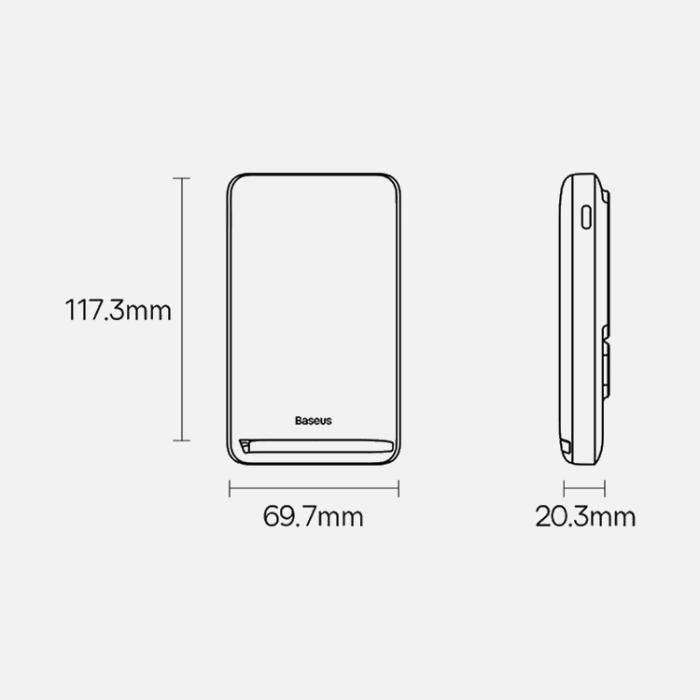 BASEUS - Baseus Trådlös Magsafe Powerbank 10000mAh 20W Magnetic Bracket