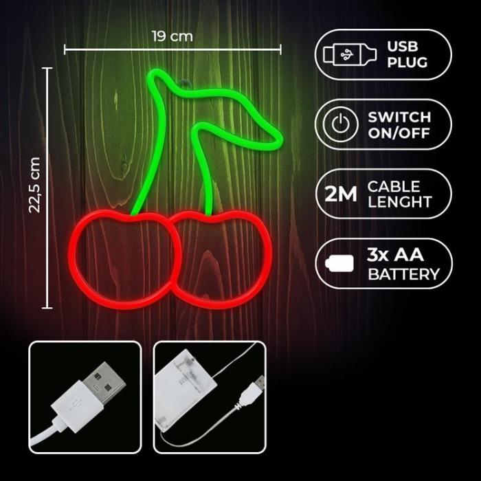 Neolia - Neolia Neon LED Light CHERRY NNE23 - Grön/Röd