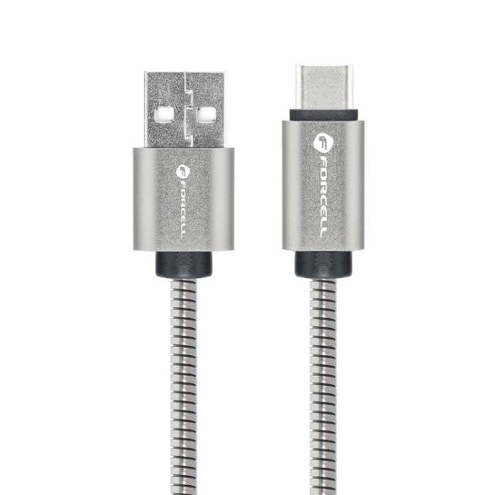 Forcell - Forcell USB-C till USB-A kabel C234 1m - Silver