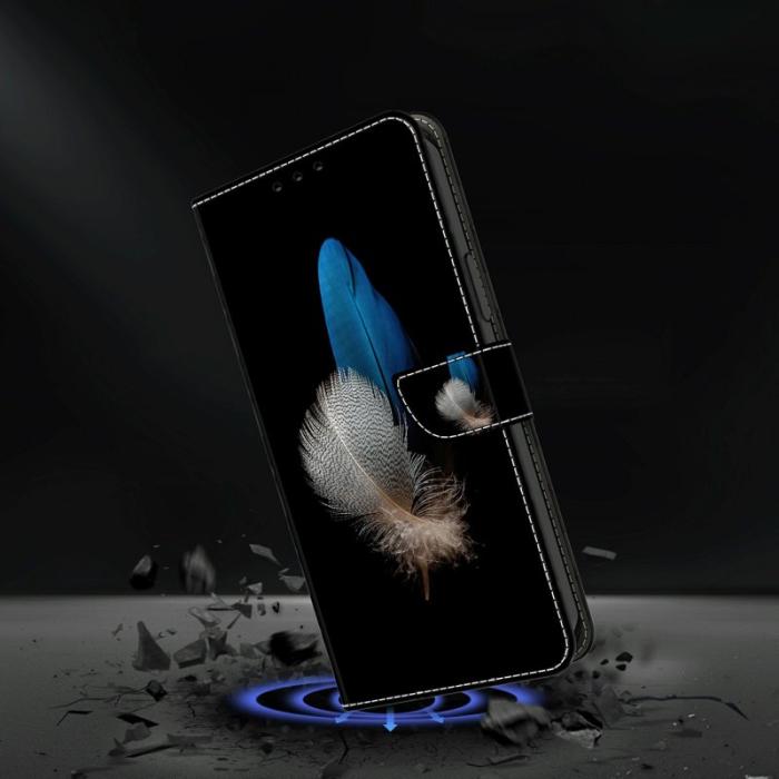 OEM - Samsung Galaxy A37 Plånboksfodral Konstläder - Två Fjädrar - Vit