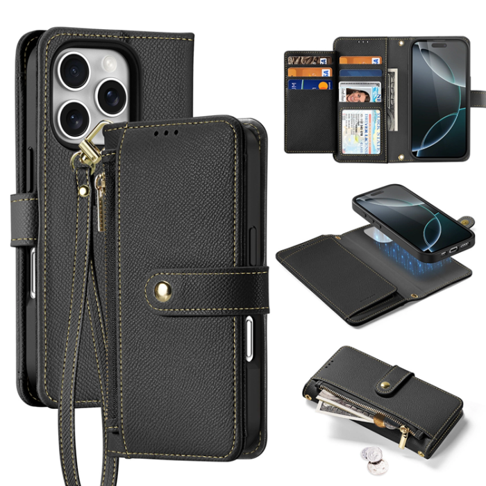 Dux Ducis - Dux Ducis iPhone 16 Pro Plånboksfodral Lawa Läder - Svart