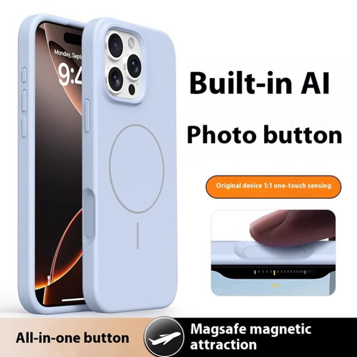 A-One Brand - iPhone 16 Pro Max Mobilskal MagSafe Liquid Silikon Microfiber - Blå