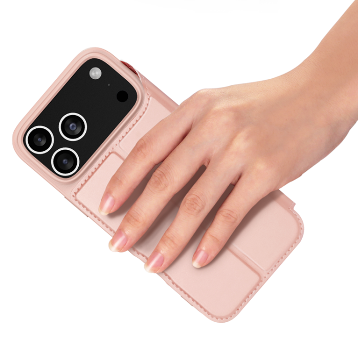 Dux Ducis - Dux Ducis iPhone 17 Pro Plånboksfodral Skin Pro Läder - Rosa