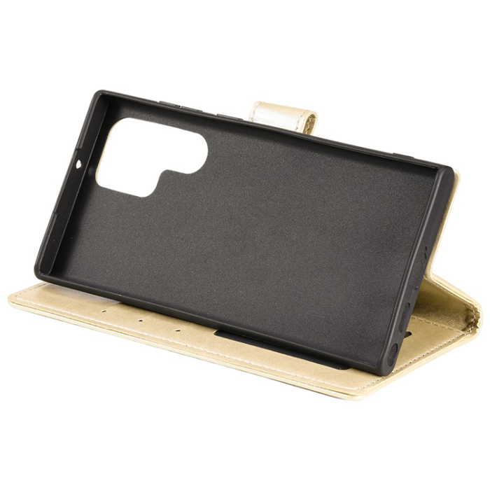 A-One Brand - Galaxy S26 Ultra Plånboksfodral Imprinted Totem Läder - Guld