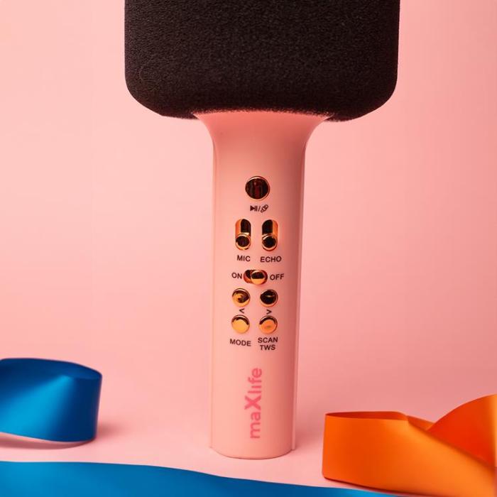Maxlife - Maxlife Bluetooth Mikrofon med Högtalare MXBM-600 - Rosa