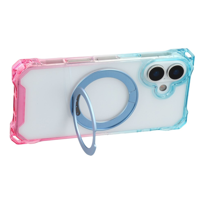 A-One Brand - iPhone 17 Mobilskal MagSafe Ring Kickstand - Blå / Rosa