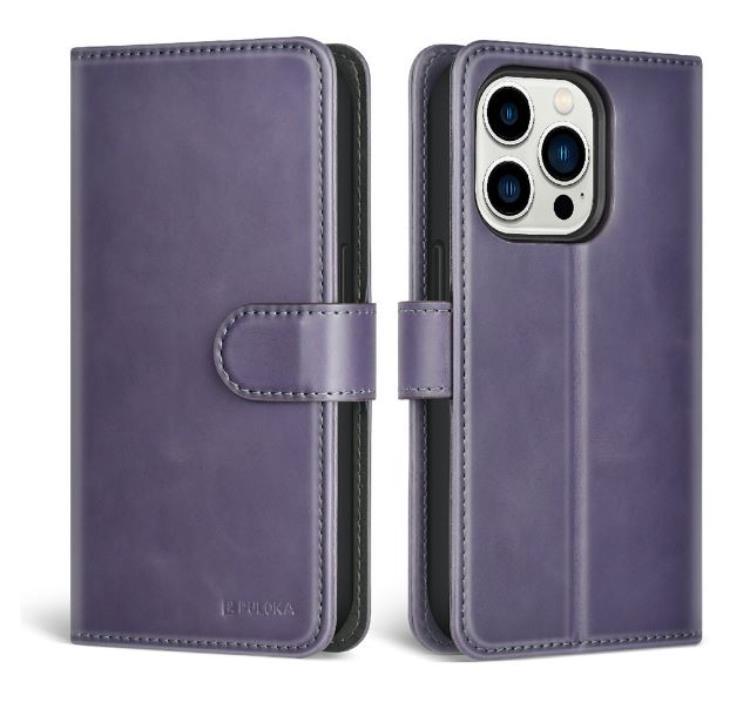 Puloka iPhone 14 Pro Max Plånboksfodral Magsafe 2in1 - Lila