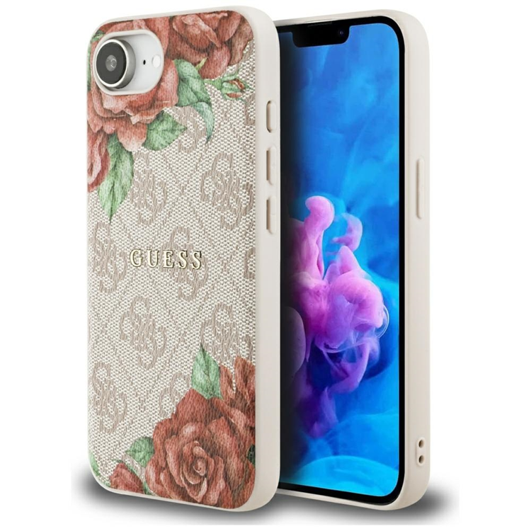 Guess iPhone 16e Mobilskal Magsafe Flowers Print - Rosa | 2353 | AlltMobil