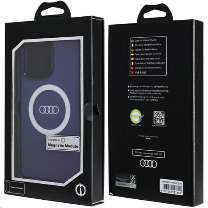Audi - Audi iPhone 14 Pro Max Mobilskal Magsafe IML Big Logo - Blå